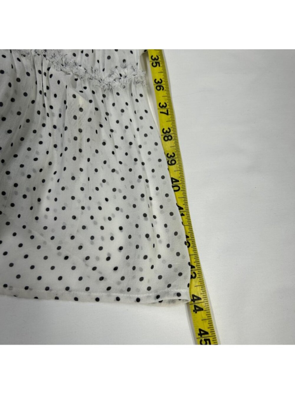 ANTHROPOLOGIE Long Sleeve Smocked Tiered Maxi Dress L White/Black Polka Dot - Picture 14 of 16